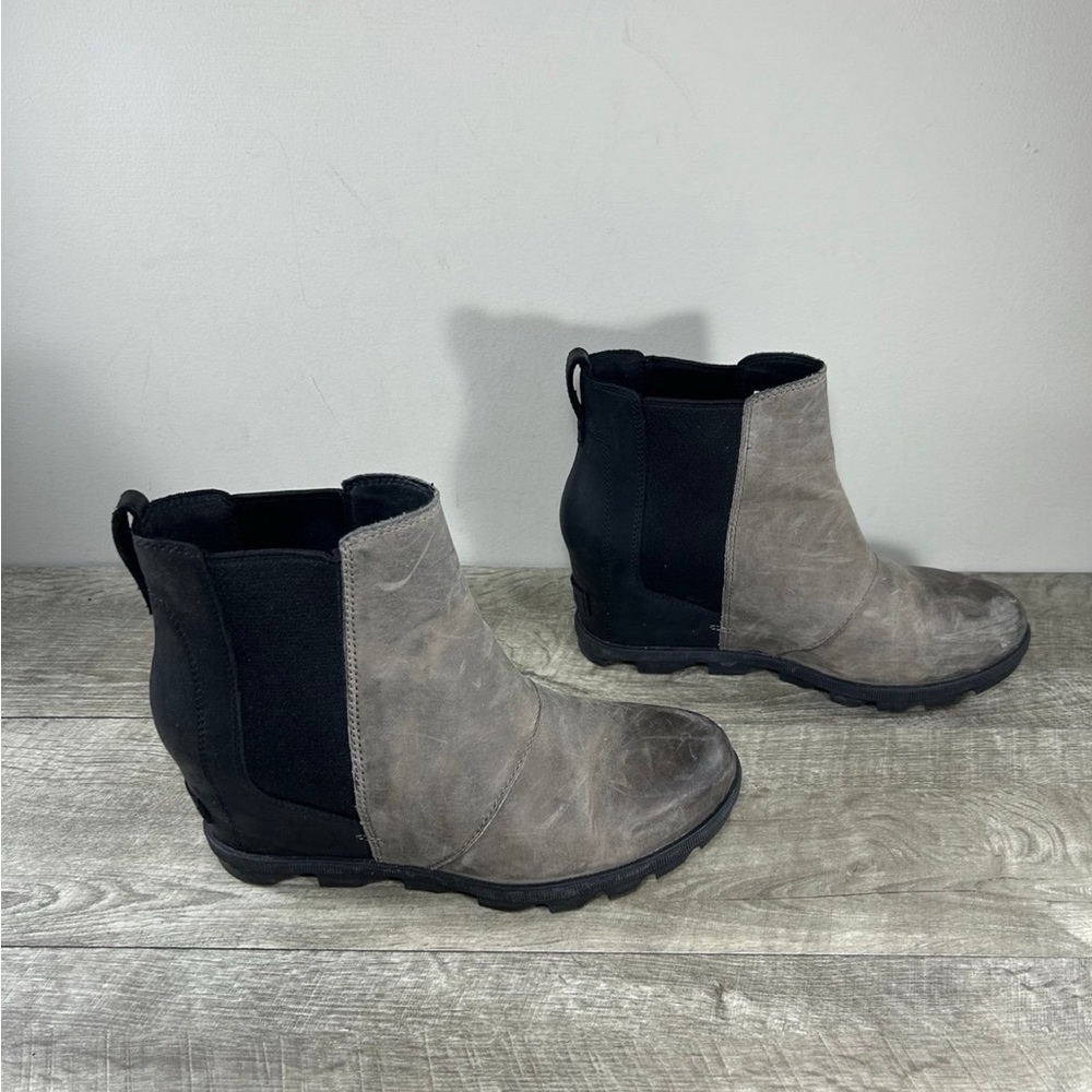 Sorel LL5376 Joan of Arctic Wedge II Womens Chelsea Leather Booties Boots Size 9